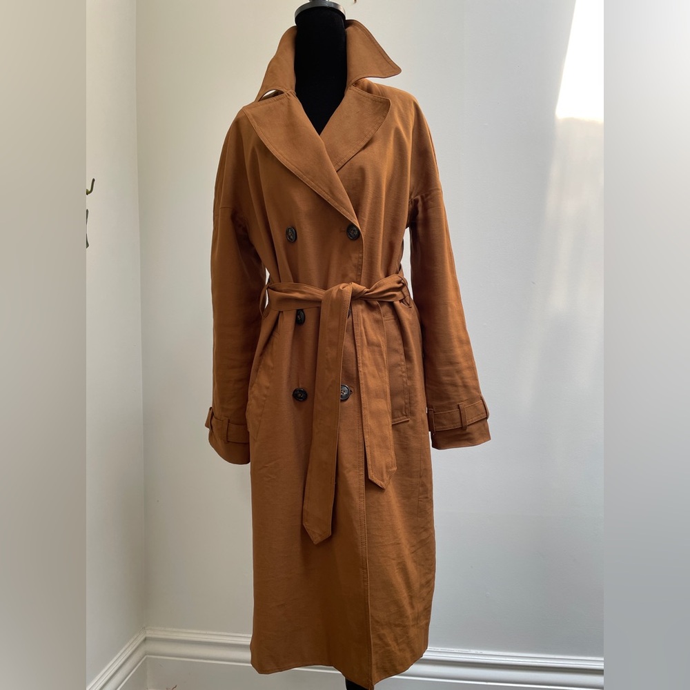 ONLY Emilia Long Trench Coat – Camel Brown / Tan